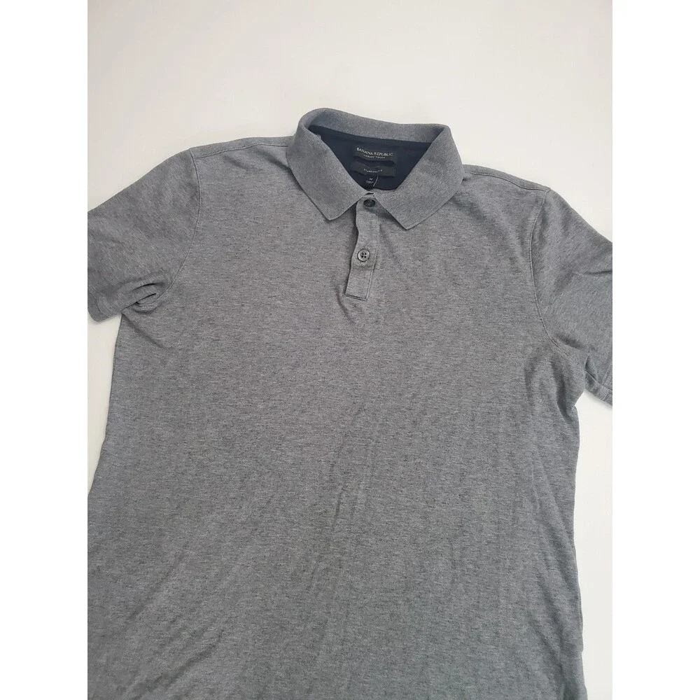 Banana Republic Men's‎ Short Sleeve Luxury Fit Casual Polo Shirt, Gray, Medium